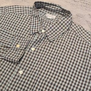 Steven Alan Mens Large Blue Black Check Button Down Shirt Made in USA Long Slv